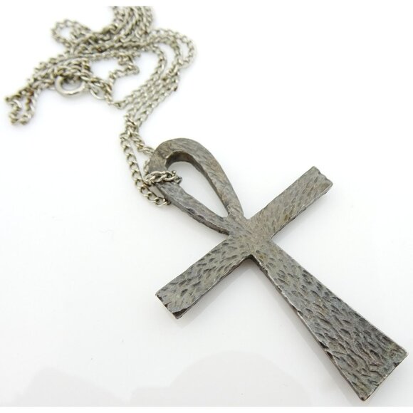 Ankh Cross Pendant on Chain Necklace Egyptian Hieroglyphic Symbol of Life - Picture 3 of 4